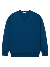 Blue V-Neck Long-Sleeve Sweater