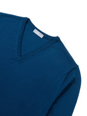 Blue V-Neck Long-Sleeve Sweater
