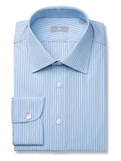 120s Light Blue Regimental Stripe Shirt - Elgin Fit (SLIM)