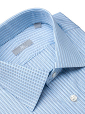 120s Light Blue Regimental Stripe Shirt - Elgin Fit (SLIM)