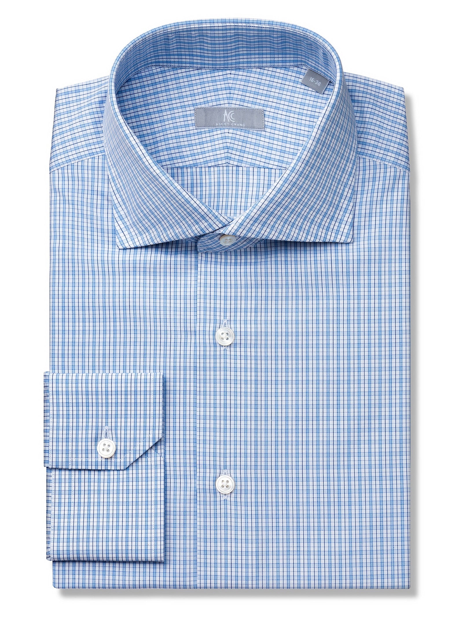 120s Light Blue Check Shirt - Elgin Fit (SLIM)