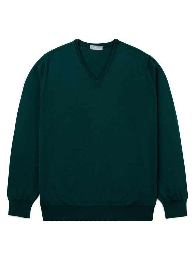 Green V-Neck Long-Sleeve Sweater