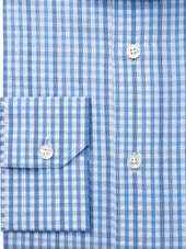 120s Light Blue Gingham Check Shirt - Elgin Fit (SLIM)