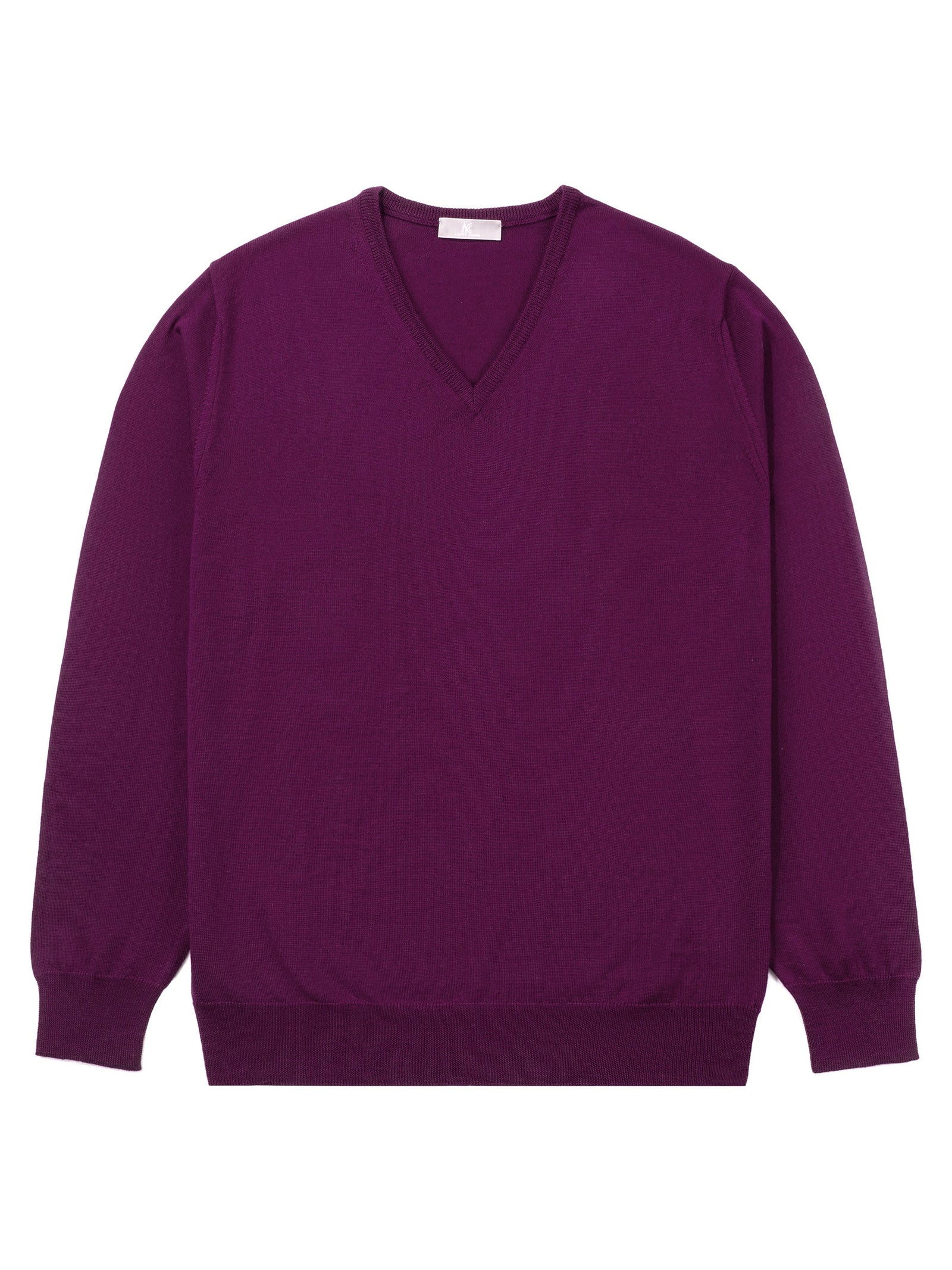 Purple V Neck Long Sleeve Sweater