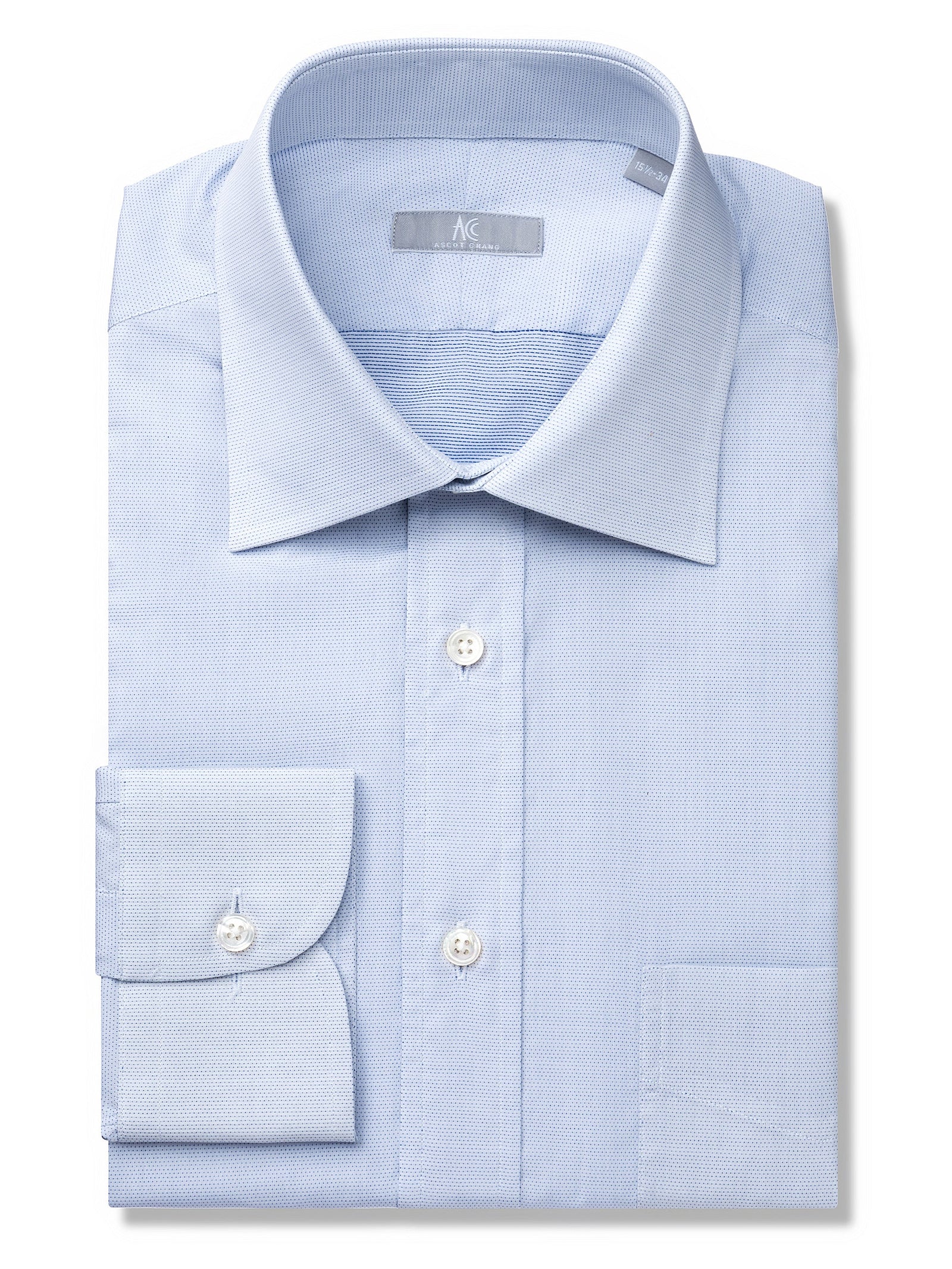 White With Blue Mini Dots Shirt - Elgin Fit (SLIM)