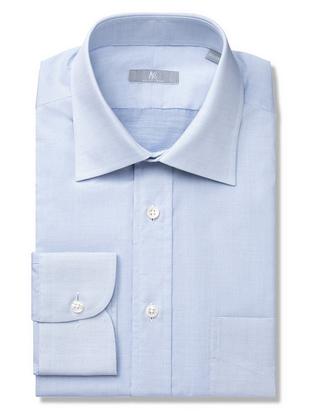 White With Blue Mini Dots Shirt - Elgin Fit (SLIM)