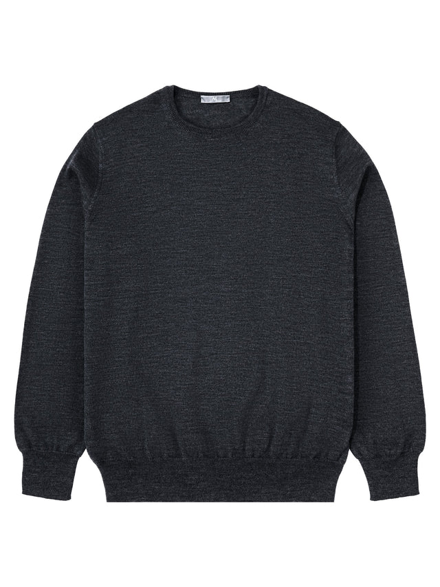 Dark Grey Crew Neck Long-Sleeve Sweater