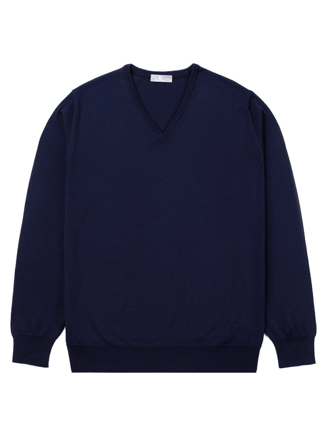 Navy V-Neck Long-Sleeve Sweater