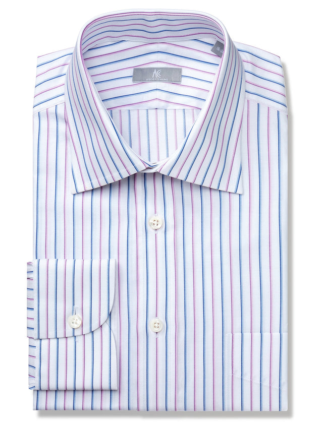 Pink With Blue Pinstriped Shirt - Elgin Fit (SLIM)