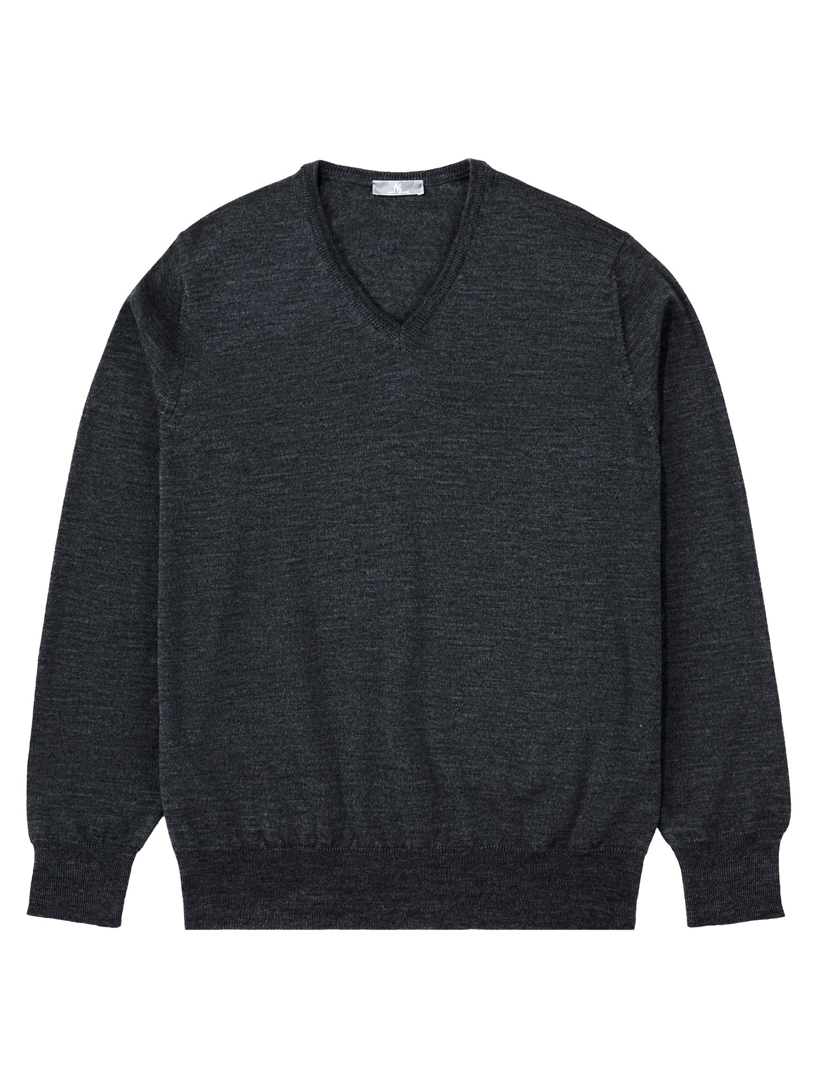 Dark Grey V Neck Long Sleeve Sweater