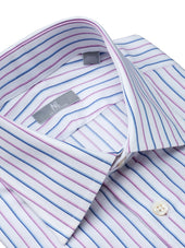 Pink With Blue Pinstriped Shirt - Elgin Fit (SLIM)