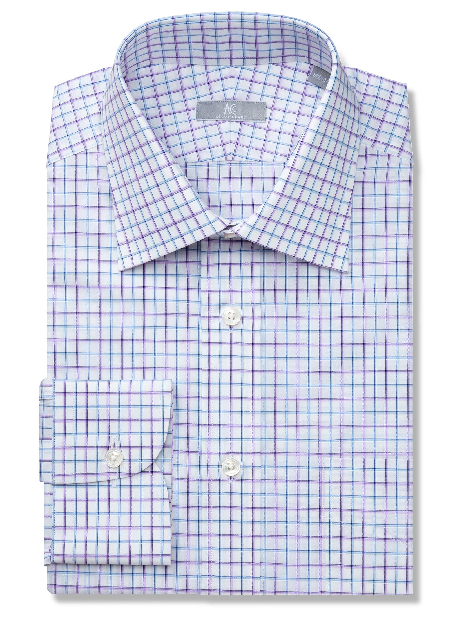 Blue And Purple Tattersall Check Shirt - Elgin Fit (SLIM)