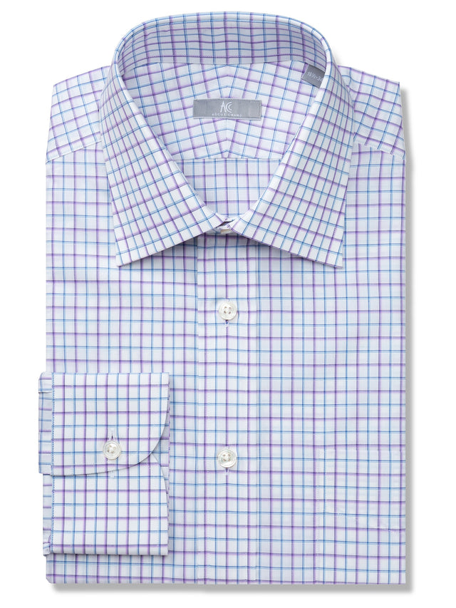 Blue And Purple Tattersall Check Shirt - Elgin Fit (SLIM)