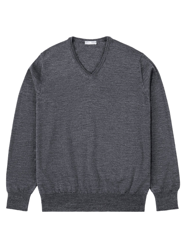 Light Grey V-neck Long-Sleeve Sweater