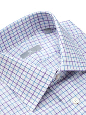 Blue And Purple Tattersall Check Shirt - Elgin Fit (SLIM)