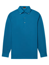 Long Sleeve Aquamarine Polo Shirt - Davis Fit (Slim)