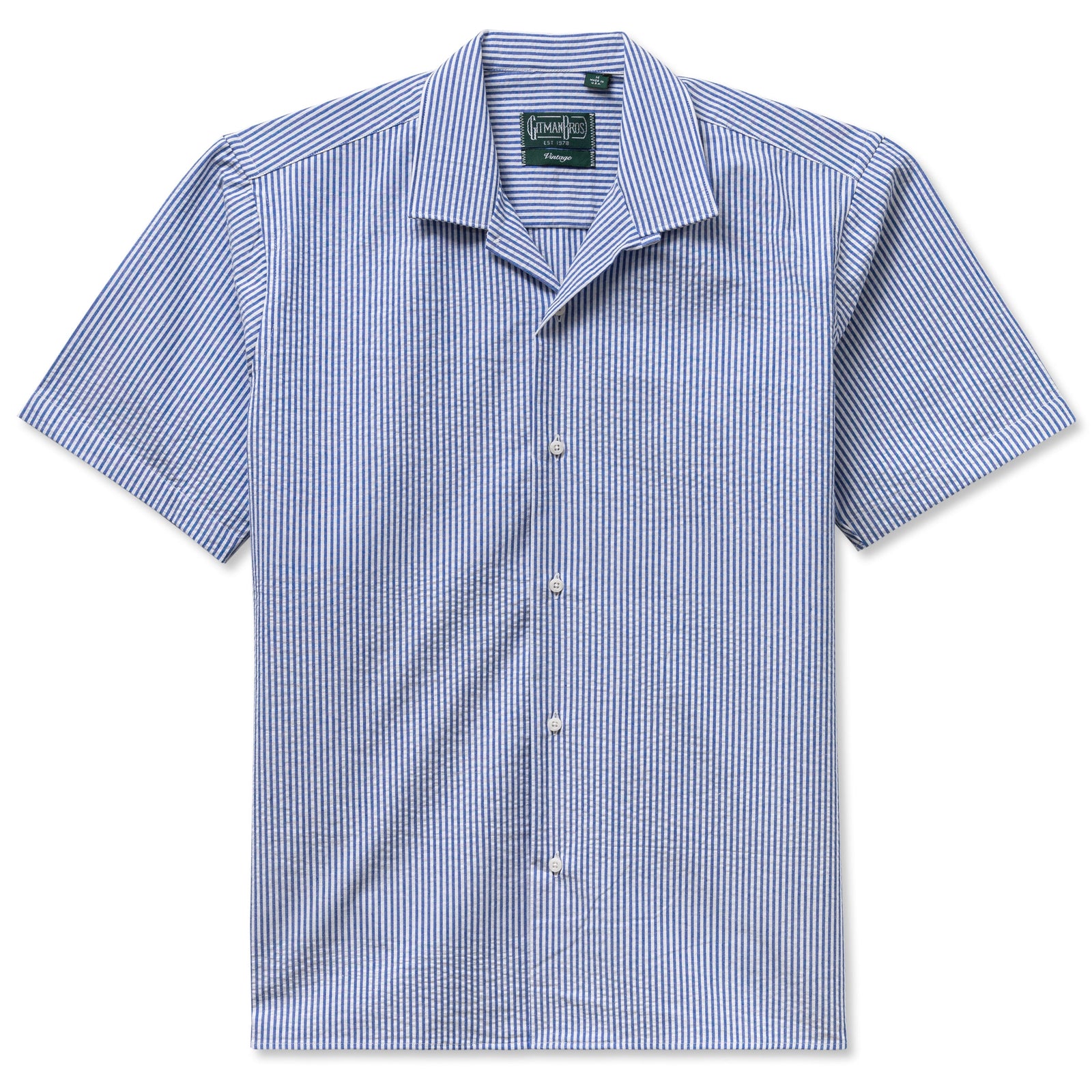 Stripe Seersucker Camp Shirt
