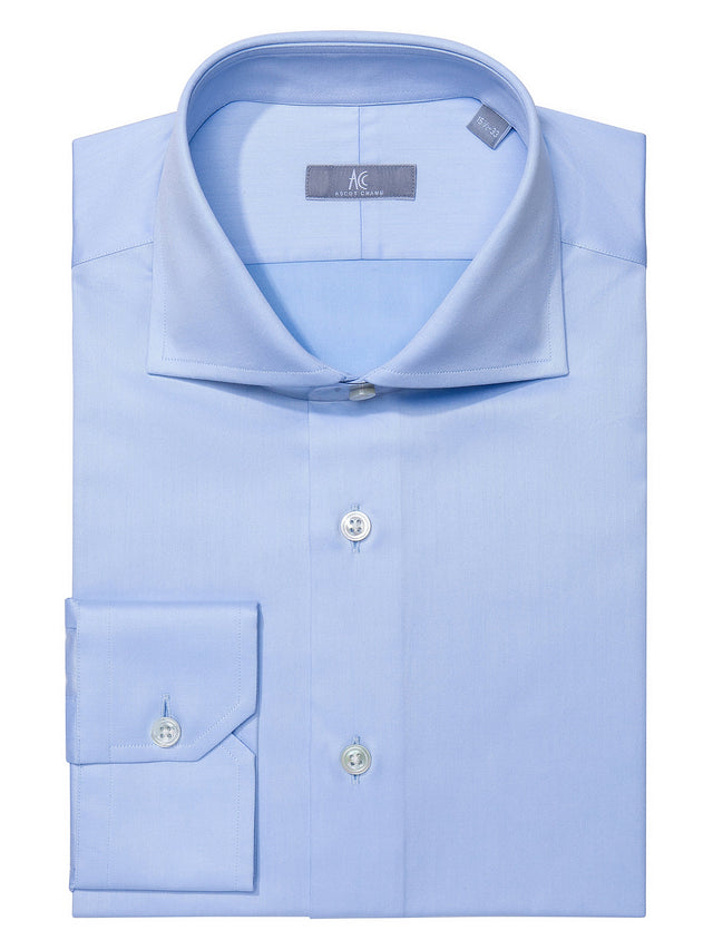 120s Sky Blue Twill Shirt - Elgin Fit (Slim)