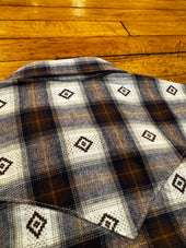 Japanese Western Flannel With Brown Trocus Pearl Snap Buttons