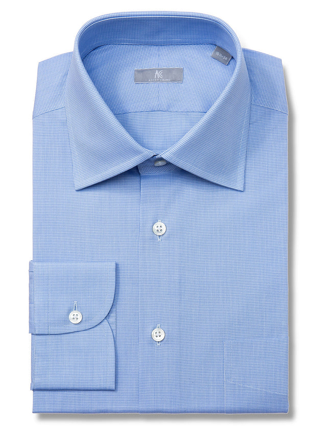 Light Blue Micro Houndstooth Shirt - Fenwick Fit (Slim)