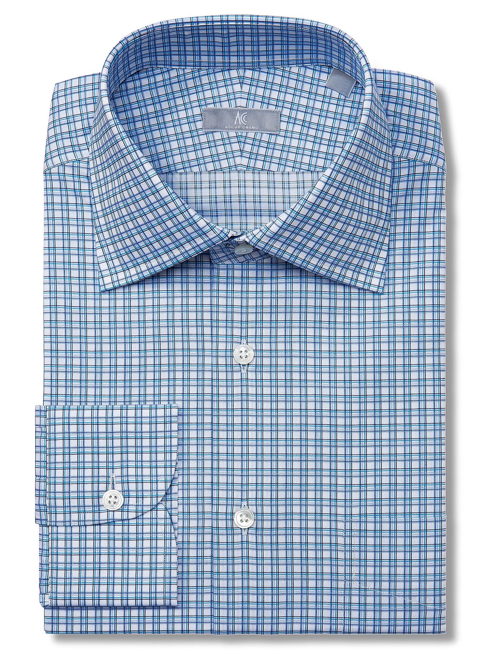 Blue and Aqua Tattersall Shirt - Fenwick Fit (Slim)