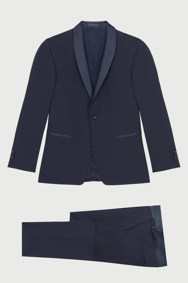 Litan tuxedo with navy shawl collar