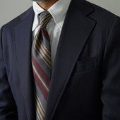 Repp Stripe Silk Tie Burgundy Grey Beige