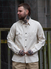 Sugar Cane, Work Shirt, White Wabash Stripe