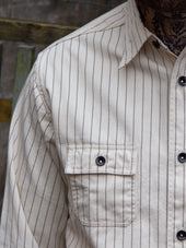Sugar Cane Work Shirt White Wabash Stripe