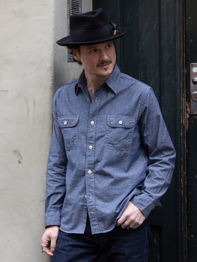 Sugar Cane, L/S Work Shirt SC27850, Blue Chambray