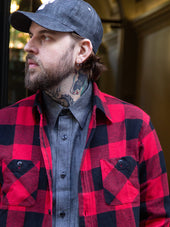 Sugar Cane Work Shirt Twill Check Sc29557 Red