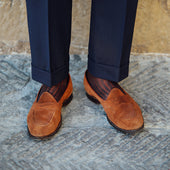 Knee Socks Shadow Stripes Brown Copper Pure Cotton