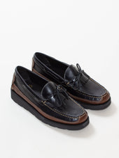 Bright Shoemakers, Kiltie Moc Loafer, Black/ Brown