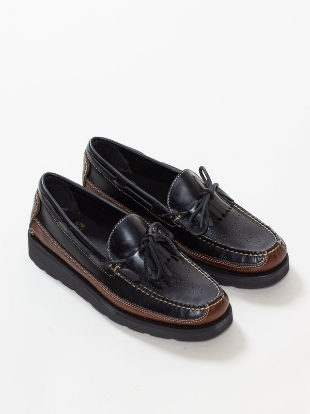 Bright Shoemakers, Kiltie Moc Loafer, Black/ Brown