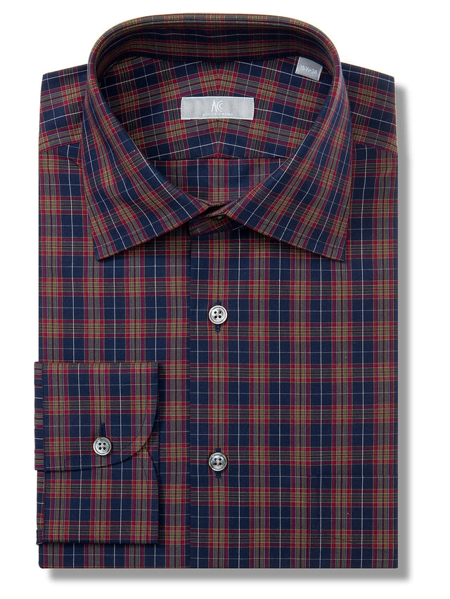 Navy, Red and Olive Plaid Shirt - Fenwick Fit (Slim)