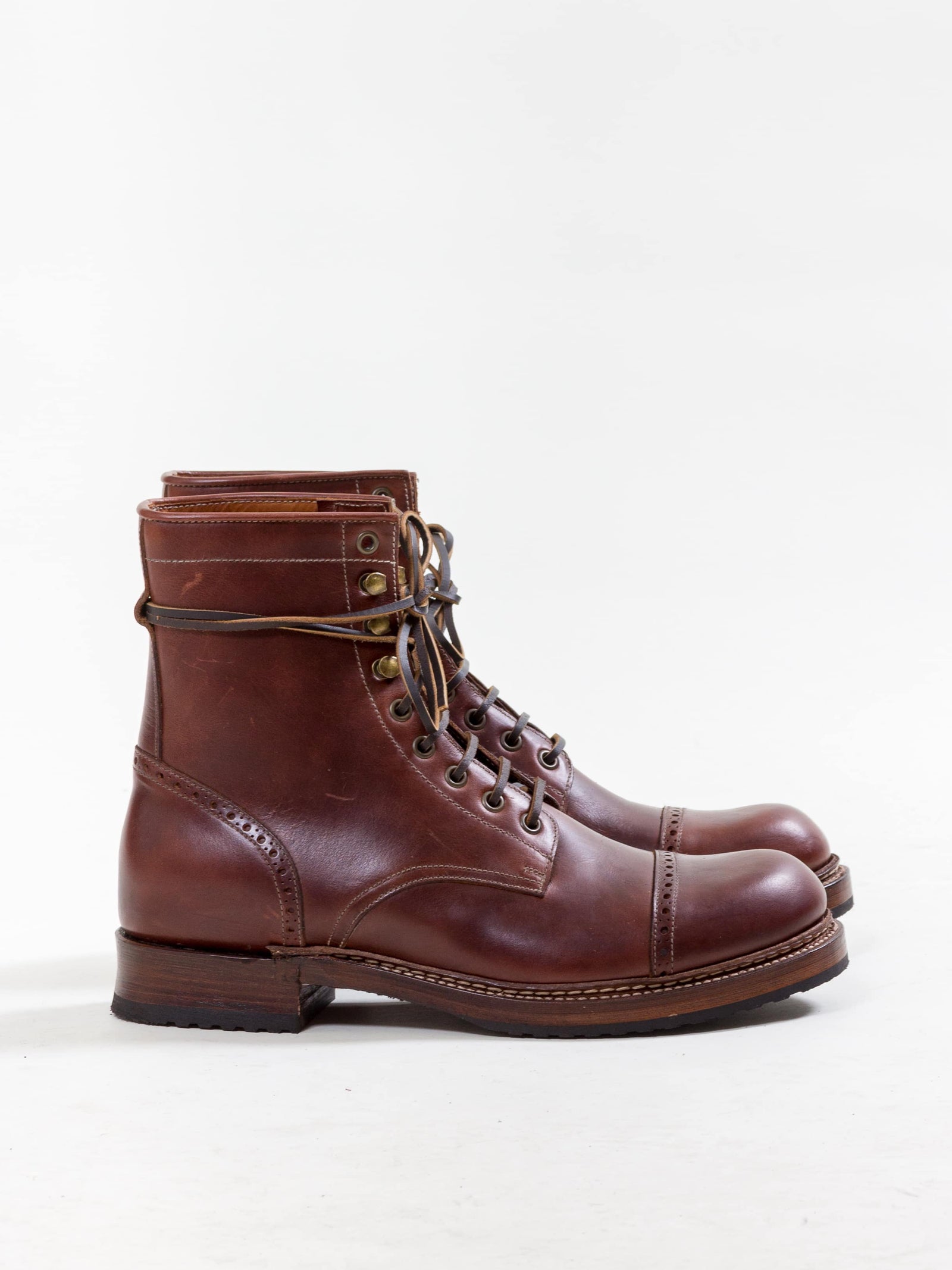 Bright Shoemakers Combat Boot Chestnut Brown