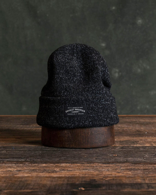 Melange Ragg Wool Beanie - Black Marl