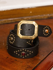 Bandits Golden Belts, Embossed Jewelled Belt, Black