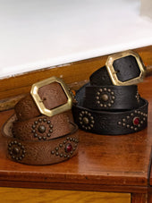 Bandits Golden Belts Embossed Jewelled Belt Black