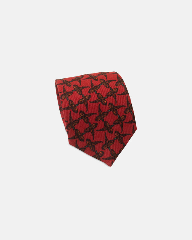 Made In Uk Red Pheasant Wool Challis Tie
