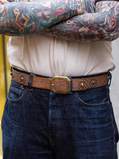 Bandits Golden Belts Embossed Jewelled Belt Light Brown