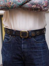 Bandits Golden Belts Embossed Jewelled Belt Black