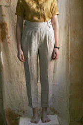 Isa Belted Pants Linen Herringbone Xs S
