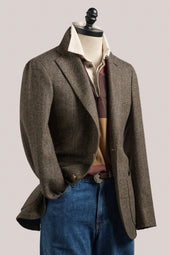 Naples Blazer - Wool/Cashmere - Brown Herringbone