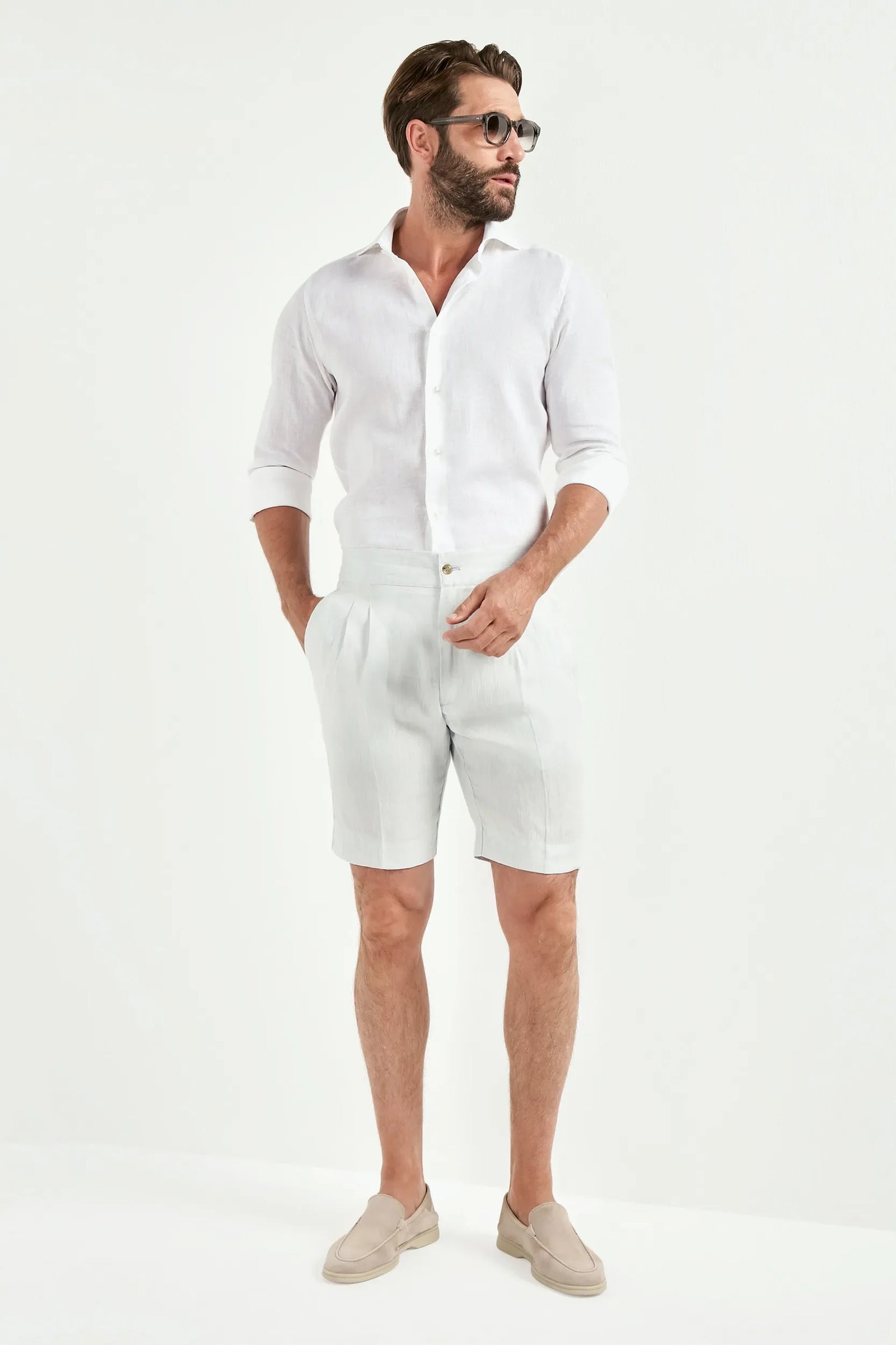 Ice Linen Relaxed Shorts Made In Italy