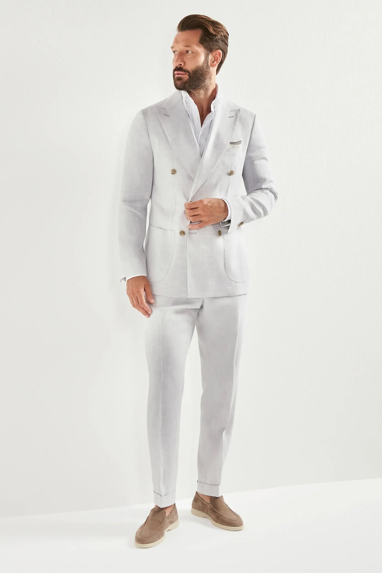 Ice Double Breasted Super 160 S Blend Suit Made In Italy
