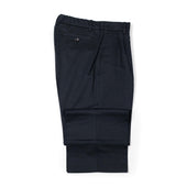 Pleated easy pants in washed black ramie, cotton and silk