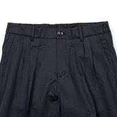 Pleated Easy Pants In Washed Ramie Cotton And Silk