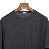 Short Sleeve T Shirt In Dark Grey Washable Wool Jersey