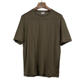 Short sleeve t-shirt in olive washable wool jersey